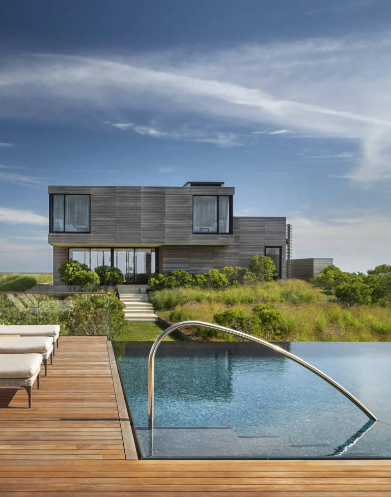 Stainless steel pool hand rail installation in Southampton NY