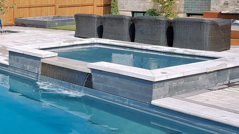 Mercury Tanning Ledge - Storm Grey Fiberglass Pool