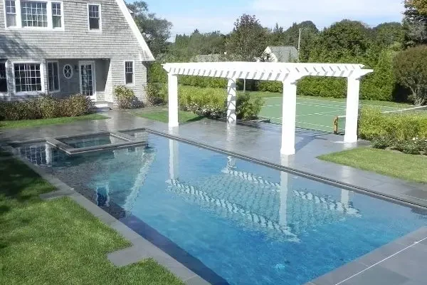 backyard pool hardscape patio Southampton