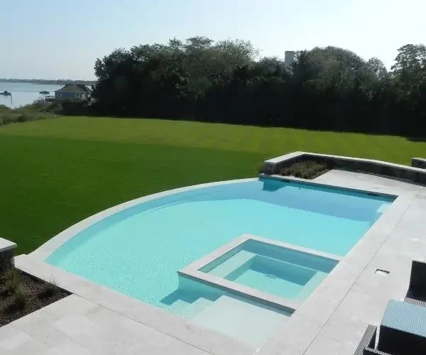 luxury pool cabana and outdoor living space