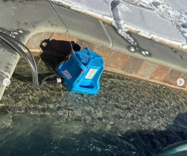 pool freeze protection service being applied